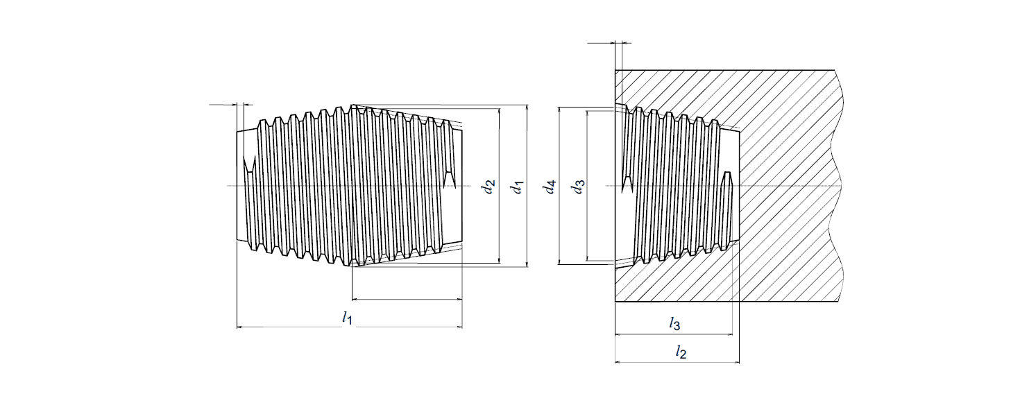 A schematic diagram of graphite electrode nipple and socket.