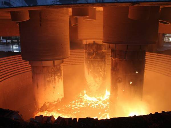 The submerged arc furnace is working under high temperature conditions.