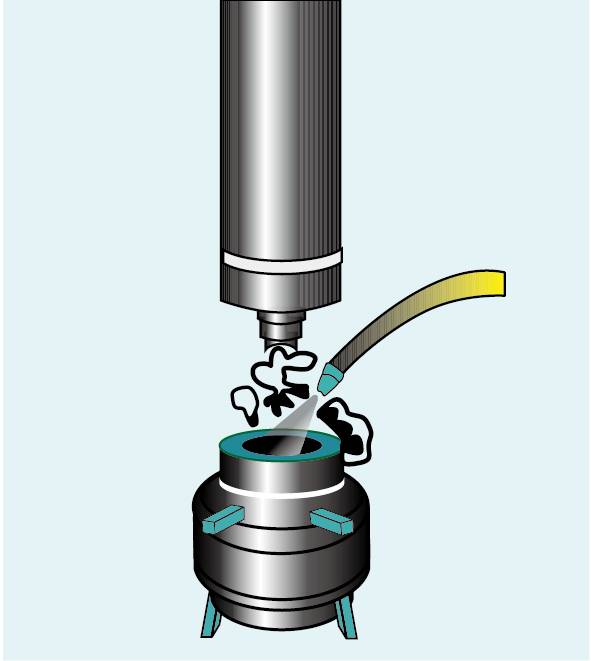 A cartoon picture about the thread cleaning method of graphite electrode.